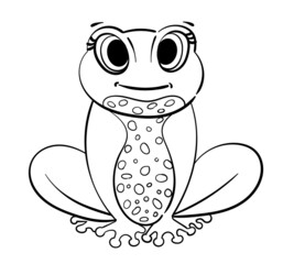 black outline of cute little frog. Children's illustration, coloring book