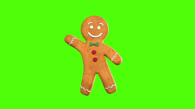 Gingerbread man Dancer 3D animation of funny, hot and sweet cookie boys dancing for holiday and kid event, show, VJ, party, music, website, banner, dvd. Green screen