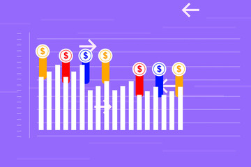 2d rendering Stock market online business concept. business Graph 