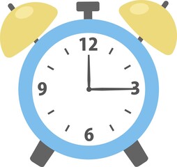 アラームが鳴っているシンプルでかわいい目覚まし時計のイラスト