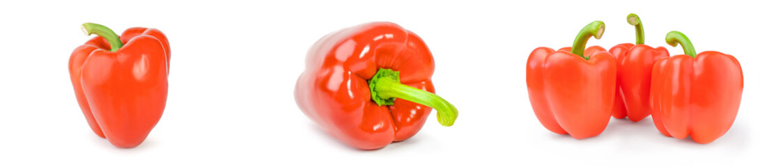 Collection of bulgarian peppers isolated on a white cutout