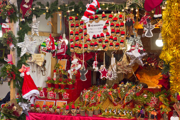 Naklejka premium establishment selling Christmas items at a Christmas fair