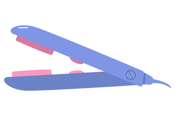 Hair straightener icon, Hot electric iron for straightening hair. vector illustration of folded scissors, doodle style, isolated on white.