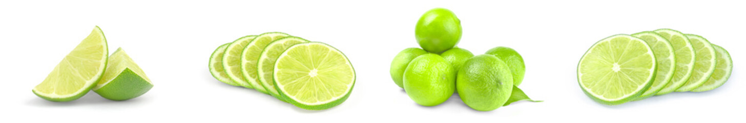 Set of limes on a isolated white background