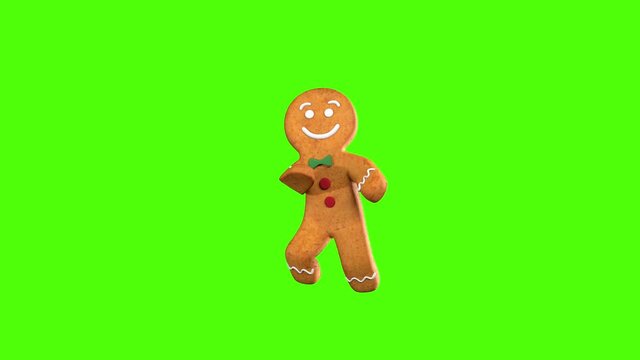 Gingerbread man Dancer 3D animation of funny, hot and sweet cookie boys dancing for holiday and kid event, show, VJ, party, music, website, banner, dvd. Green screen