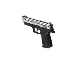 Modern semi-automatic pistol. A short-barreled weapon for self-defense. Arming the police, special units and the army. Isolate on a white back