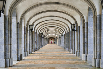 arched corridor in the valle de los caidos
