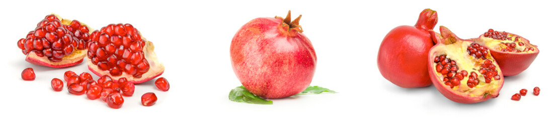 Set of pomegranates on a white background