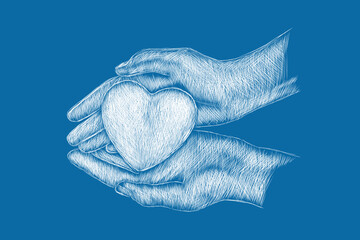 hand-drawn heart and hand