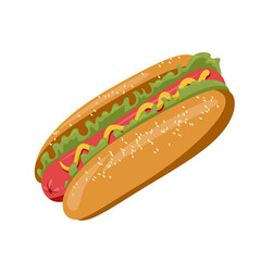 hot dog with hot dog with salad and mustard sauce, hot sandwich with cheese sauce