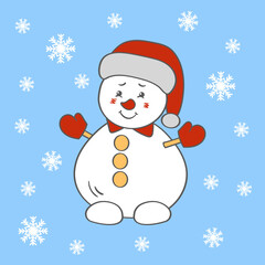 Cute Christmas snowman in winter