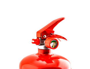 Red extinguisher over white background