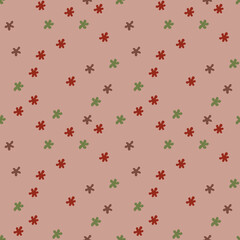 Christmas seamless pattern with isolated painted snowflakes on pink background. Cute vector illustration for paper, textile, fabric, prints, wrapping, greeting cards, banners