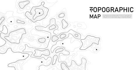 Topographic map background. Geographic line map with elevation assignments. Contour background geographic grid. Vector illustration.