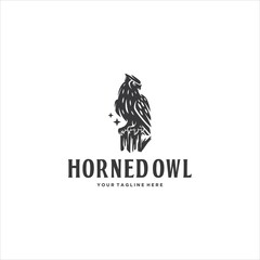 Great Horned Owl Logo Design Vector Image