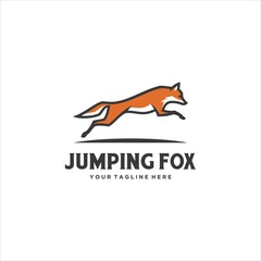 Red Fox Jumping Logo Design Vector Image