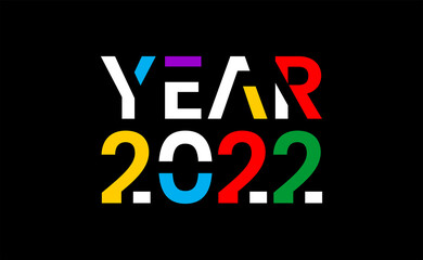 Happy New Year 2022 Wishing Celebration Playful Colorful Joyful Script Text Lettering Celebrate Festival Premium Modern Minimal Alphabet Numeric Letters Editable Vector File