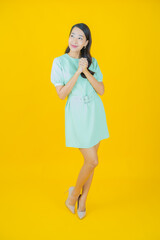 Portrait beautiful young asian woman smile with action