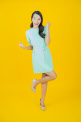 Portrait beautiful young asian woman smile with action