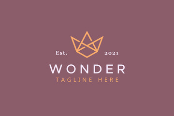 Letter W Geometric Monogram Logo. Abstract Shape Ornament Crown Symbol.