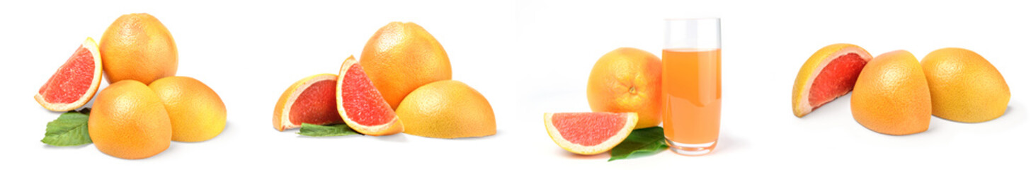 Set of grapefruit isolated on a white background cutout