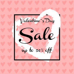 Valentines day sale trendy style doodle poster banner flyer brochure discounts to promote your company Vector illustration