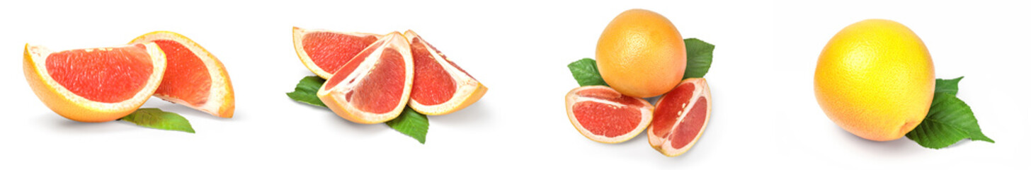 Set of grapefruit isolated on a white background with clipping path