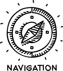 Navigation the compass. Navigational Compass. Sketchy vector hand-drawn illustration.