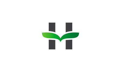 Letter H Alphabet Natural Green Icons – H Leaf Logo