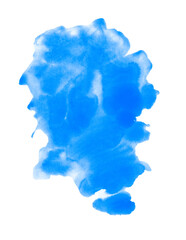 Blue watercolor splash texture background isolated on white. Hand-drawn blob, spot. Blue winter colors abstract background. - 476587560