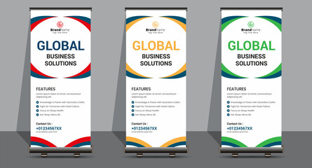 Creative Business Roll Up Signage Banner Template Design.
