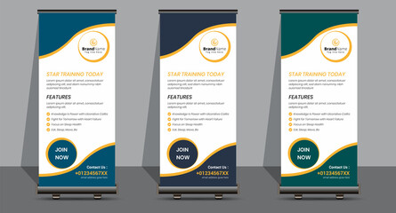 Creative Business Roll Up Signage Banner Template Design.