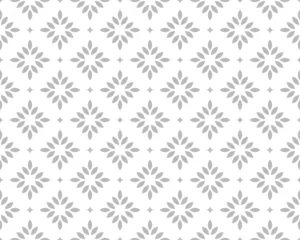 Foto op Canvas Flower geometric pattern. Seamless vector background. White and gray ornament. © ELENA