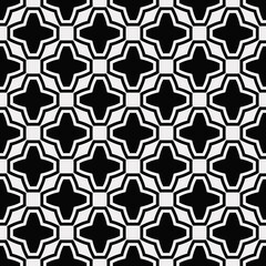 Embossed black crosses repeated throughout the background. Vector black and white decor pattern.