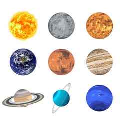 リアルな太陽系の惑星イラストセット