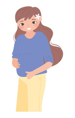 pregnant woman hugs belly