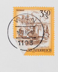 briefmarke stamp gestempelt used frankiert cancel vintage retro alt old papier paper orange...