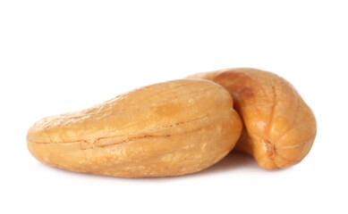 Tasty organic cashew nuts isolated on white