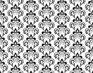 Flower geometric pattern. Seamless vector background. White and black ornament