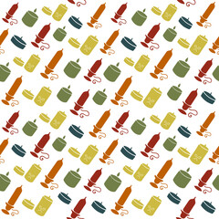 Christmas seamless pattern with isolated painted candles on white background. Cute vector illustration for paper, textile, fabric, prints, wrapping, greeting cards, banners