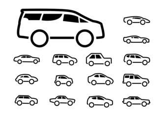 Linear car icons set. Universal car icon for use in web and mobile car basic elements set