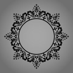 Decorative frame Elegant vector element for design in Eastern style, place for text. Floral black and gray border. Lace illustration for invitations and greeting cards