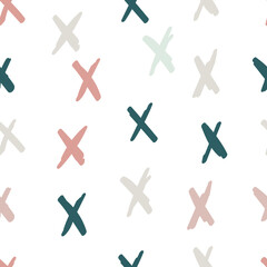 Vector seamless pattern. Hand drawn print with X. 