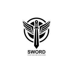 Sword simple flat logo vector illustration