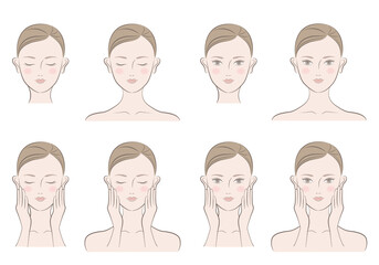 Facial Esthetic Treatment Illustration Set