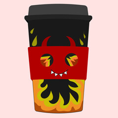 Disposable Hot Drink Cup Personalized Cute Devil and Fire Design