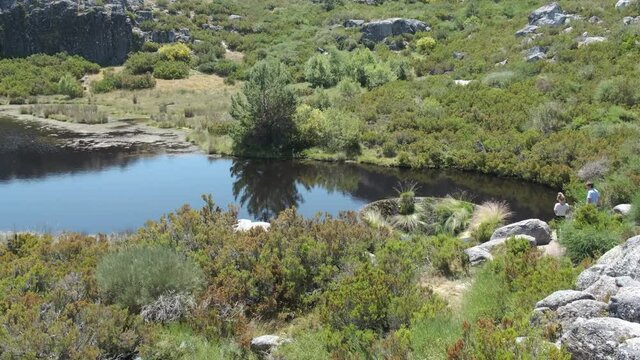 A drone pans over Cov&atilde;o dos Conchos in the Serra Da Estrela.