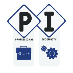 PI - Professional Indemnity acronym. business concept background.  vector illustration concept with keywords and icons. lettering illustration with icons for web banner, flyer, landing