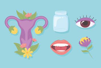 icons set human body parts