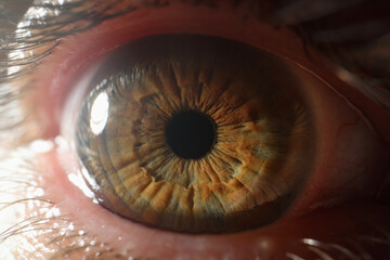 Close up of beautiful brown green human eye
